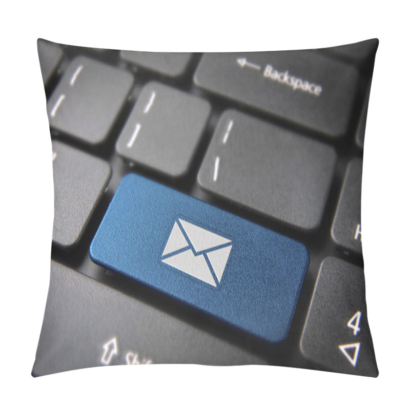 Personality  Blue Keyboard Key Contact Us, Web Business Background Pillow Covers