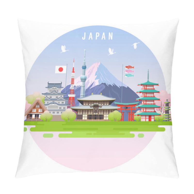 Personality  Japan Travel Infographic. Pillow Covers