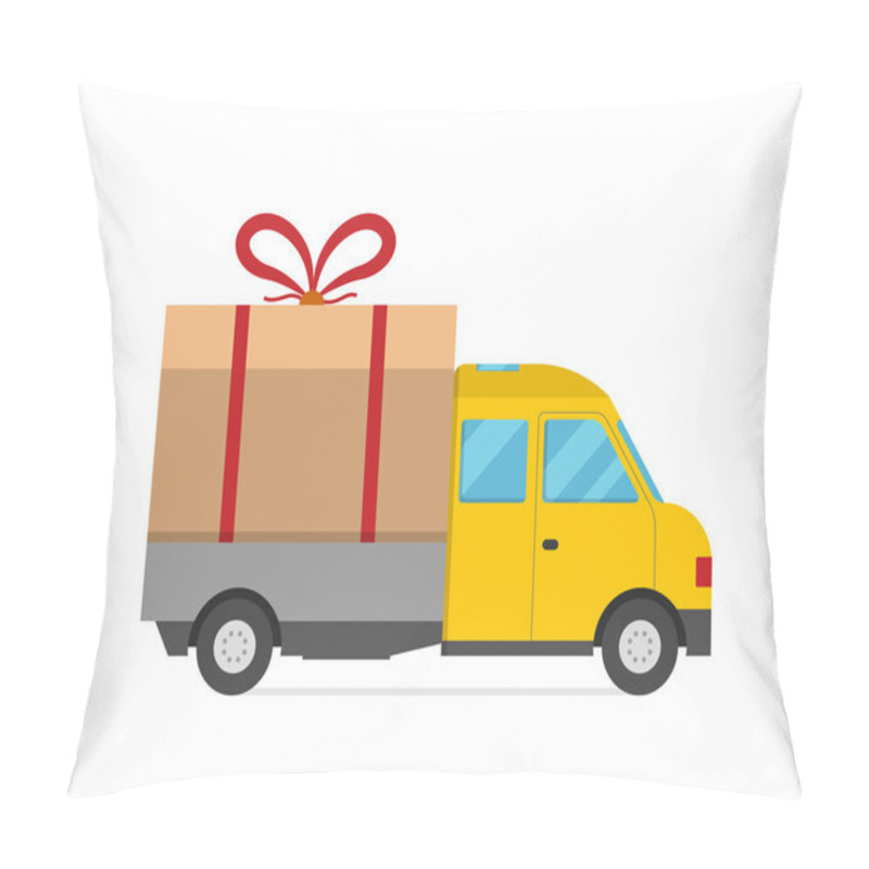 Personality  Delivery Vector Transport Truck Van Christmas Gift Box Bow Ribbon Pillow Covers