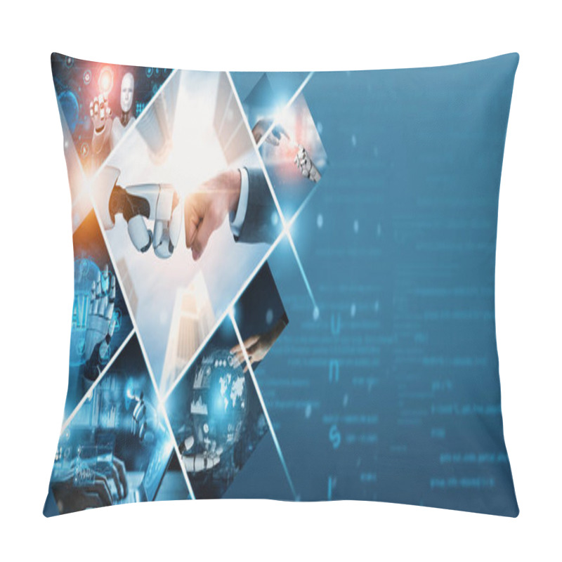 Personality  Human Interact With AI Artificial Intelligence Virtual Assistant Robot. Concept Of AI Artificial Intelligence Prompt Engineering, LLM AI Learning To Use Generative AI For Increasing Productivity. NLP Pillow Covers