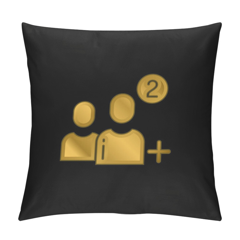 Personality  Add User Gold Plated Metalic Icon Or Logo Vector Pillow Covers