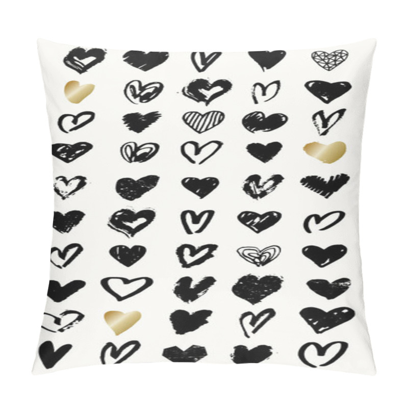 Personality  Heart Shapes In Black And Gold Pillow Covers