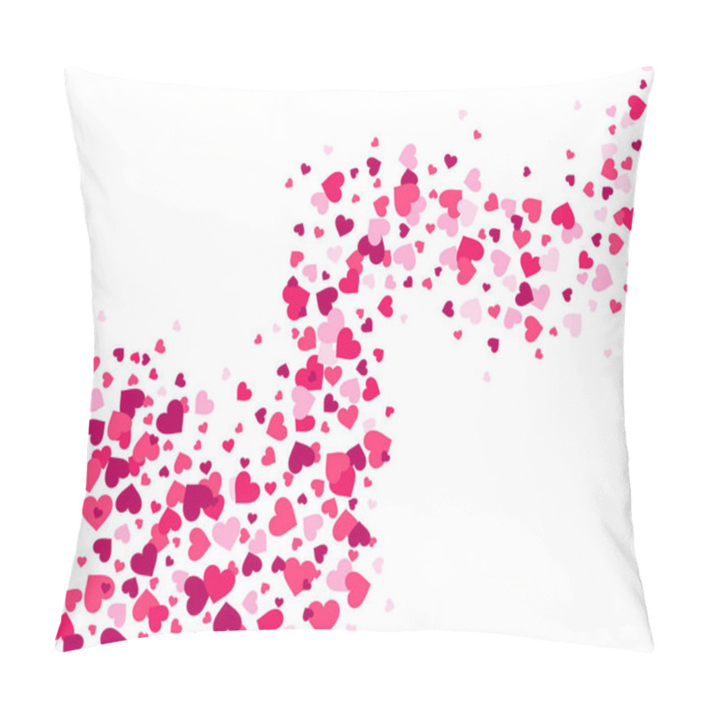 Personality  Hearts Confetti Wave. Love Stream, Scattering Confetti Splash Flow And Glamour Romantic Heart Valentines Vector Background Pillow Covers