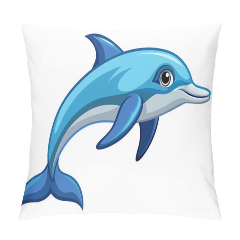 Personality  Dolphin Illustration Isolated On White Background. Concept Of Marine Life, Happy Dolphin, Aquatic Animal Illustration. Print, Icon, Logo, Template For Design Pillow Covers