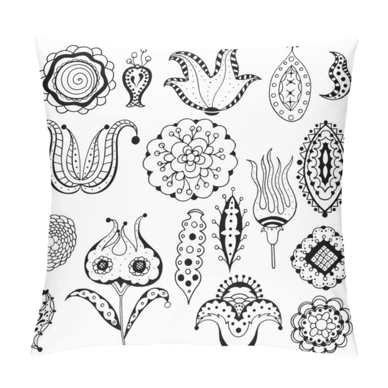 Personality  Monochrome Doodle Flowers And Leafs Pillow Covers