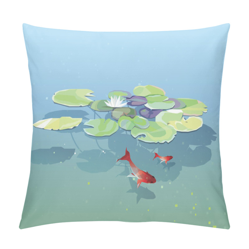 Personality  Water Lily Pads  In Lake With Fishes Pillow Covers