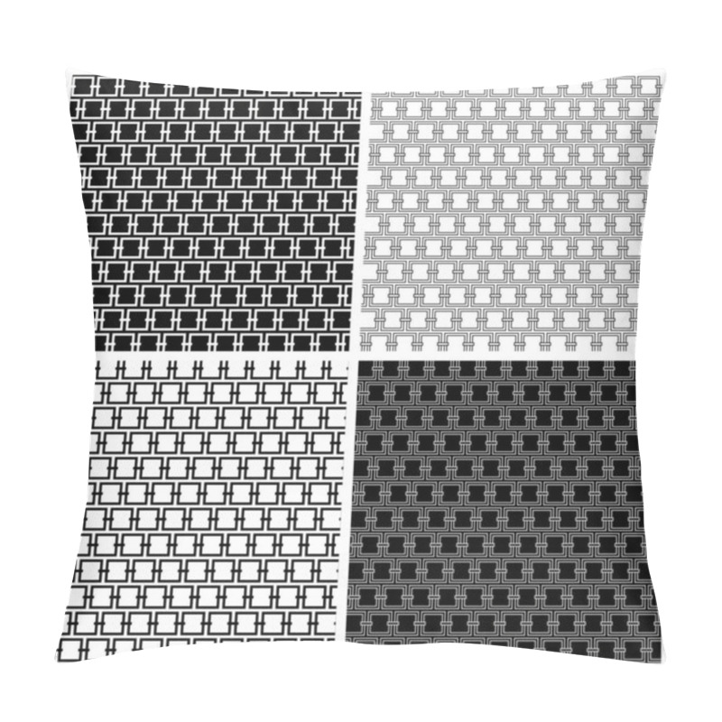 Personality  Black White Seamless Geometric Vector Pattern With Squares Pillow Covers