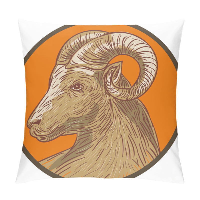 Personality  Ram Goat Head Circle Drawing Pillow Covers