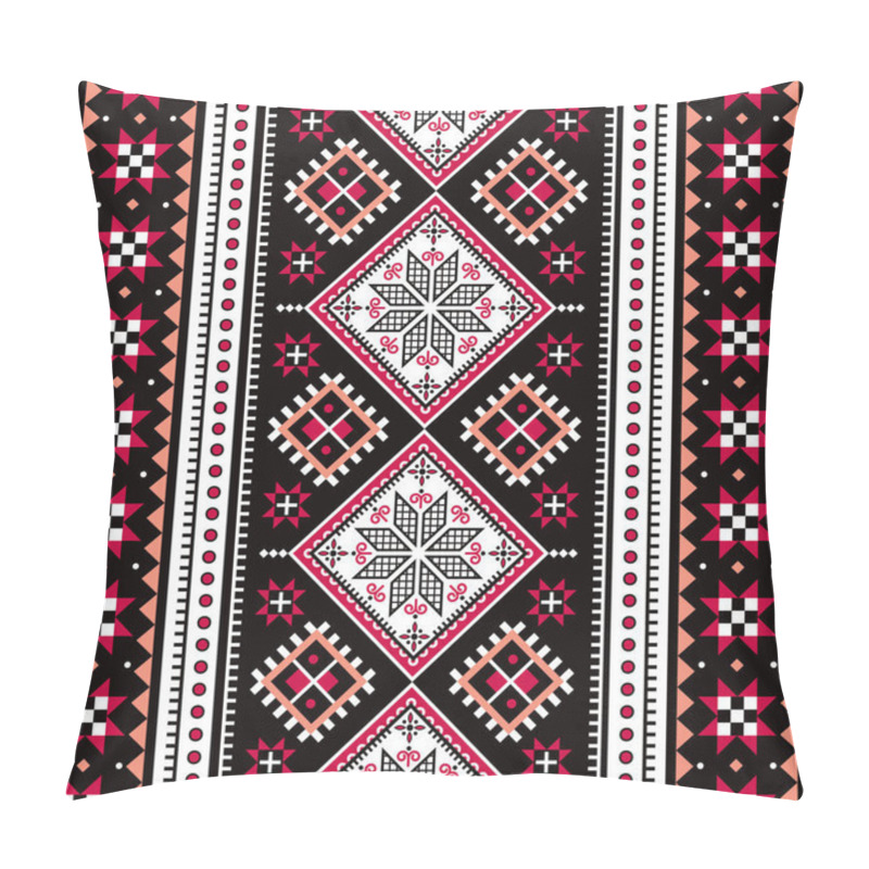 Personality  Ukrainian Hutsul Pysanky Vector Seamless Pattern Stars And Geometric Vertical Shapes, Folk Art Easter Eggs Repetitive Design  Pillow Covers