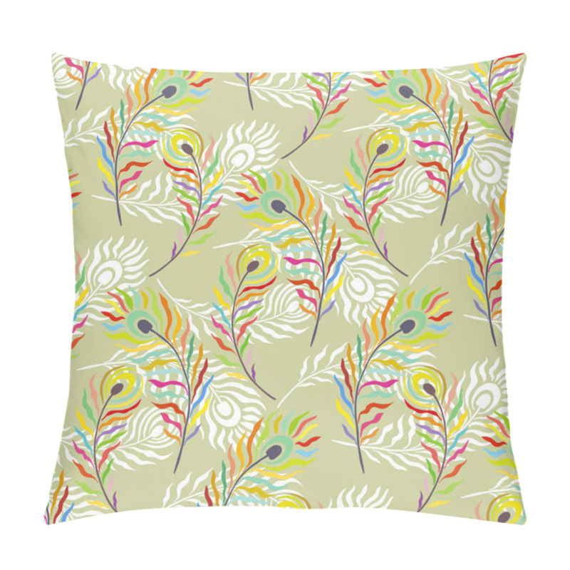 Personality  Peacock Bird Feathers Seamless Pattern. Vector Stock Illustration Eps10  Pillow Covers