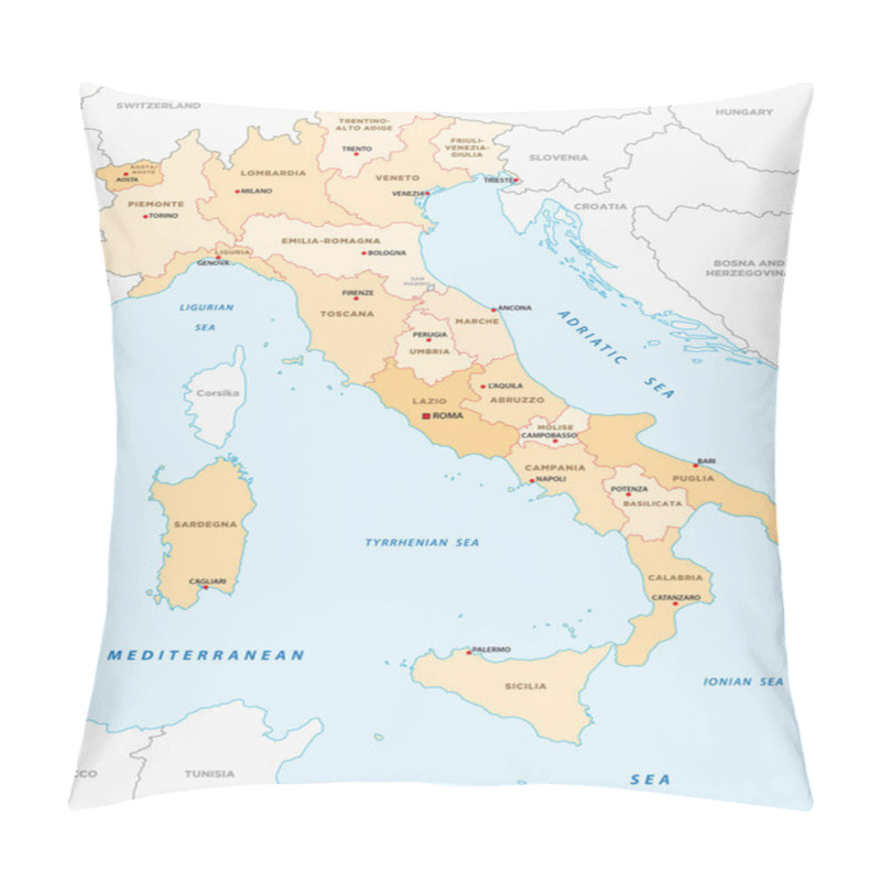 Personality  Italy Administrative Map Pillow Covers