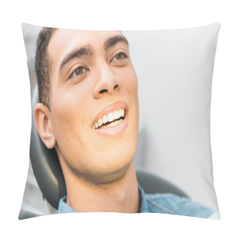 Personality  Close Up Of Smiling African American Man In Dental Clinic  Pillow Covers