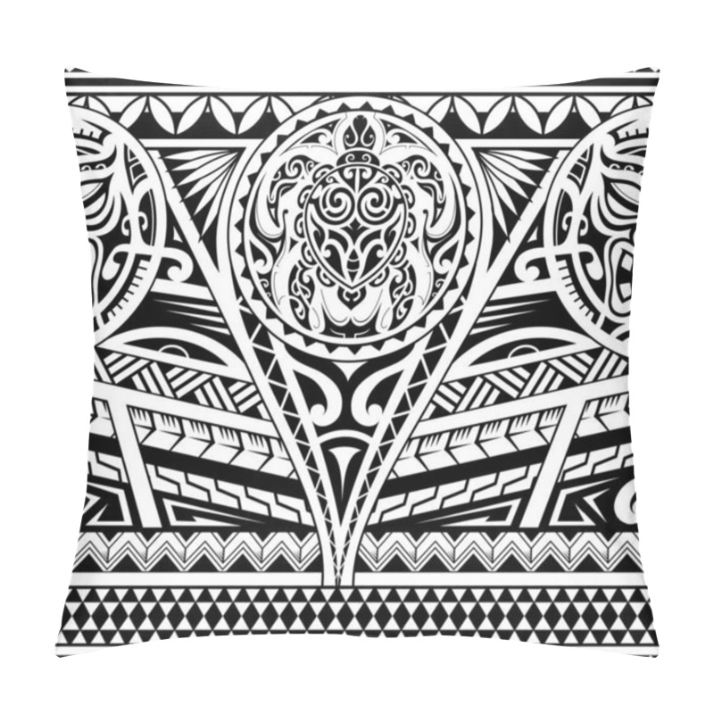 Personality  Tribal Armband Design In Maori Ethnic Style With Turtle And Mask Pillow Covers