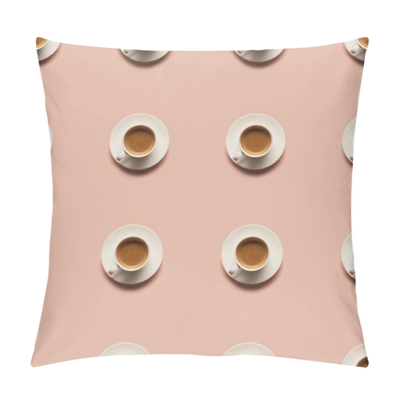 Personality  Top View Of Aromatic Coffee In Cups Isolated On Pink  Pillow Covers