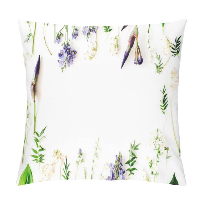 Personality  Floral Frame With Purple Iris Flower Pillow Covers