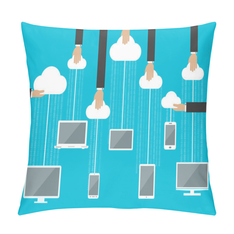 Personality  Peoples Using Gadgets In Cloud Service Pillow Covers