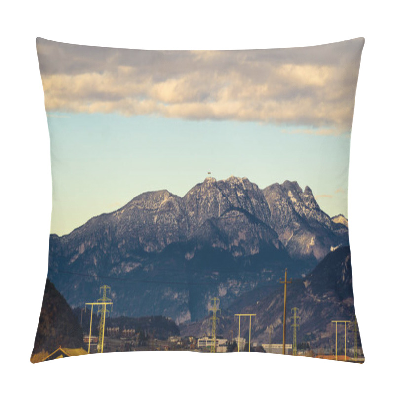 Personality  Majestic Mountains Under A Serene Blanket Of Snow, Capturing The Breath-taking Beauty Of Winter's Tranquility. Transmission Line, Airplane Pillow Covers