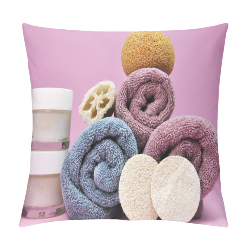 Personality  Pink & Purple Beauty Spa Towels And Loofahs Pillow Covers