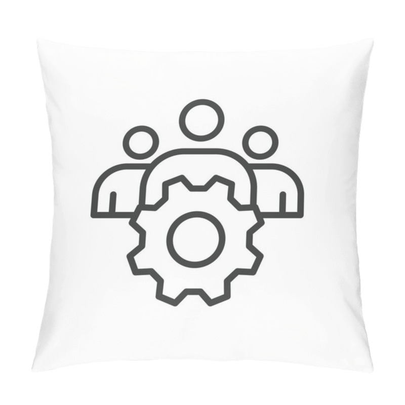 Personality  Team Productivity, In Line Design. Team Productivity, Collaboration, Efficiency, Teamwork, Organization, Planning, Task Management On White Background Vector. Team Productivity Editable Stroke Icon Pillow Covers