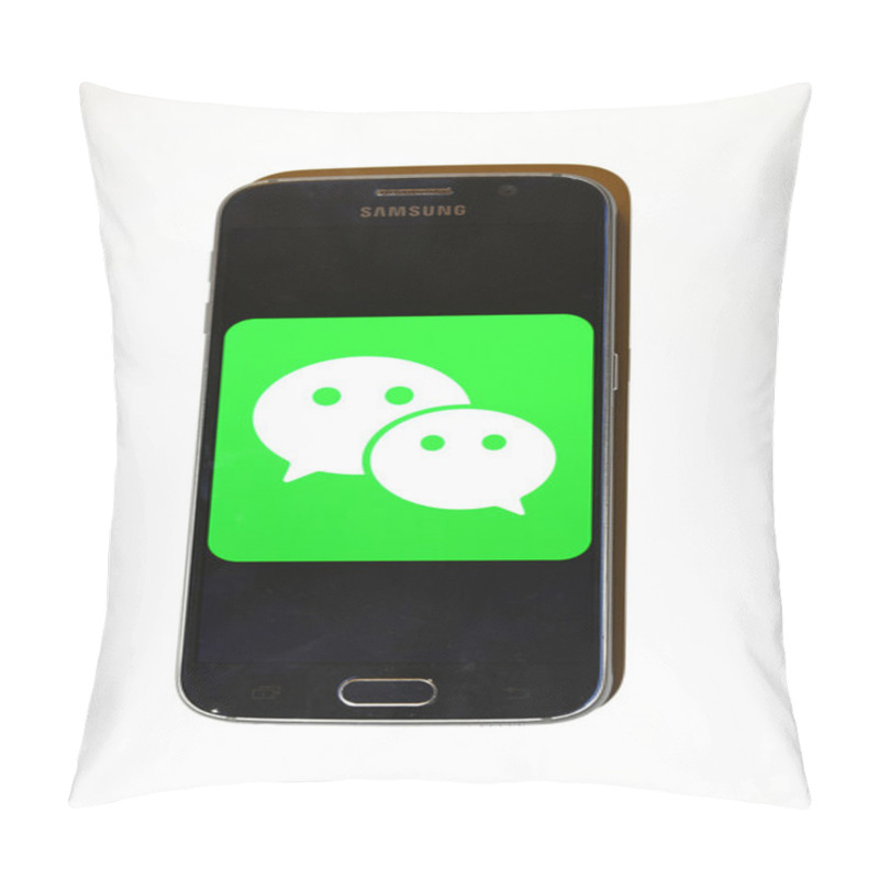 Personality  China Based WeChat, Shown On A Samsung Galaxy 6 Smartphone Pillow Covers