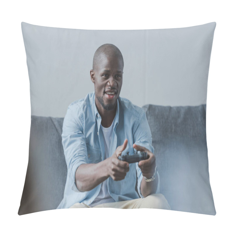 Personality  African American Man Playing With Joystick Pillow Covers