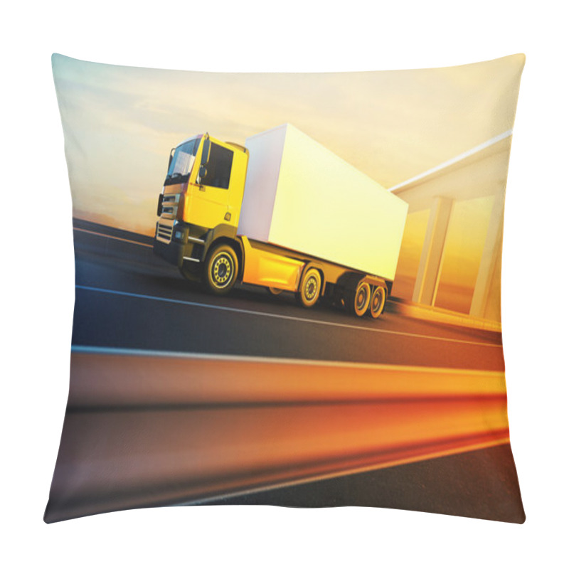 Personality  Truck On Asphalt Road Highway Pillow Covers