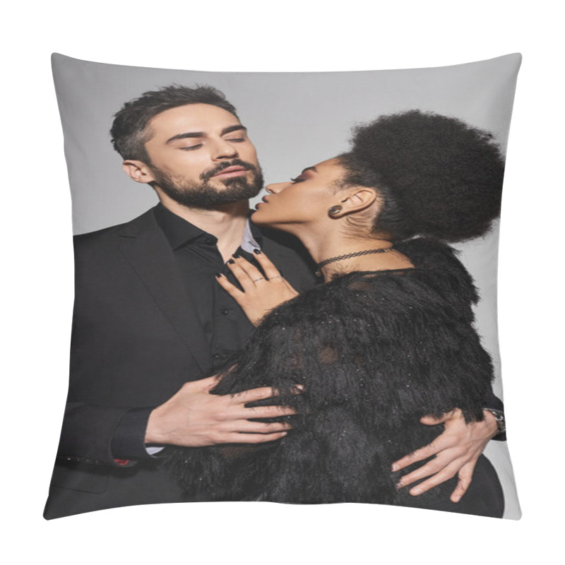 Personality  A Passionate Moment Unfolds As A Couple Shares A Heartfelt Kiss, Radiating Love And Connection. Pillow Covers