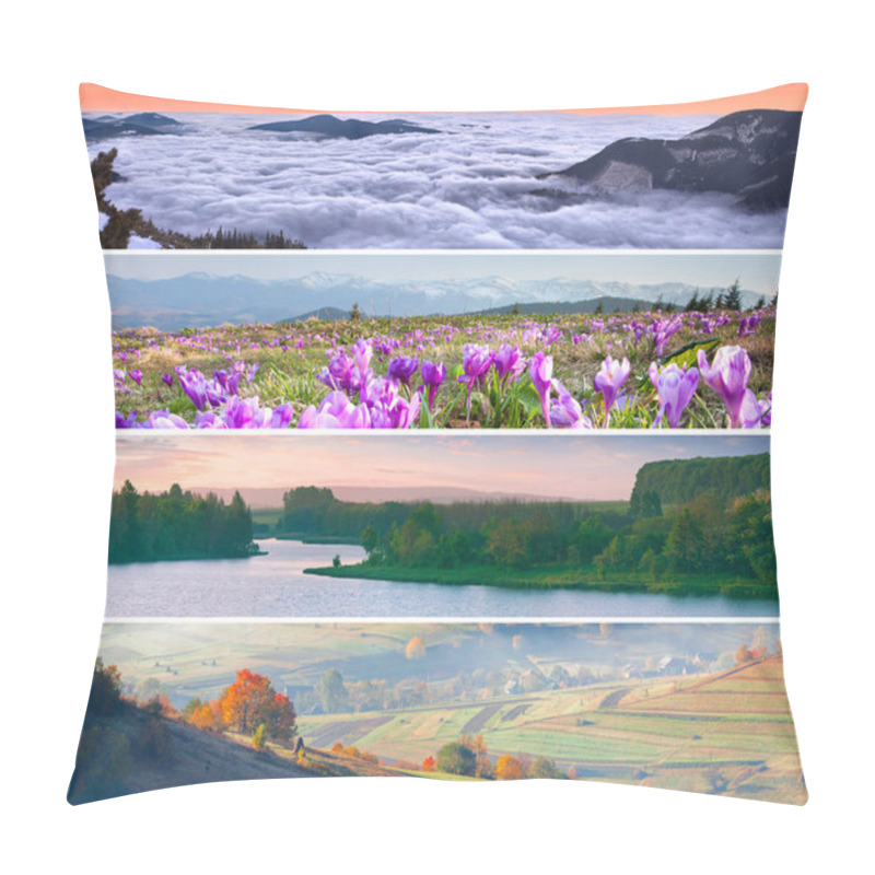 Personality  Set Of The 4 Seasons Landscape Pillow Covers