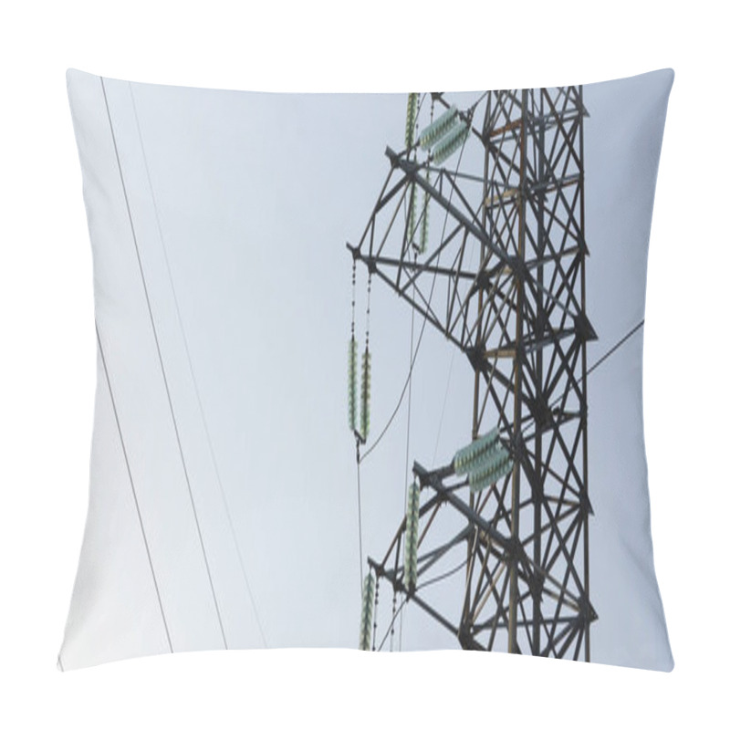 Personality  Power Lines Tower Against The Blue Sky Pillow Covers