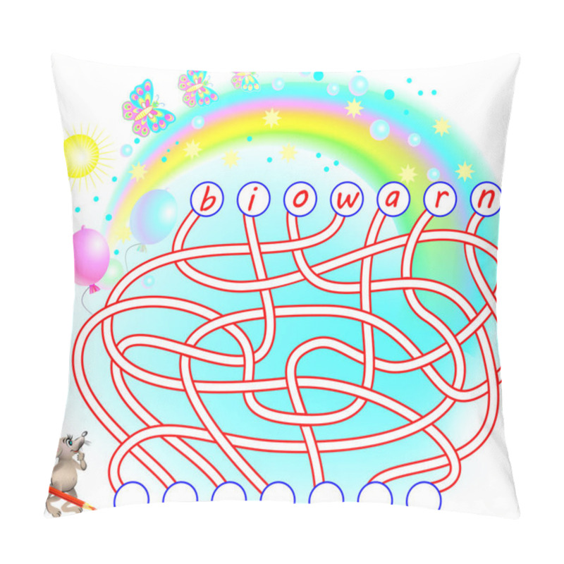 Personality  Logic Puzzle Game For Study English. Need To Find The Correct Places For The Letters, Write Them In Relevant Circles And Read The Word. Vector Cartoon Image. Pillow Covers