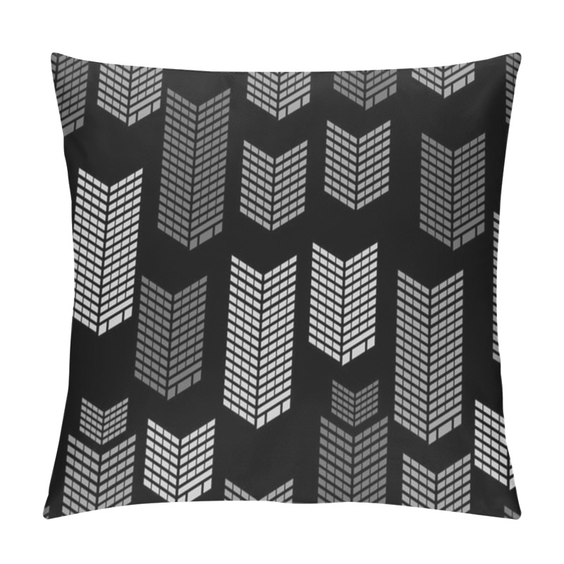 Personality  Seamless Night City Window Pattern. Skyscrapers, Isometric City Buildings, Metropolis. Vector Illustration Pillow Covers