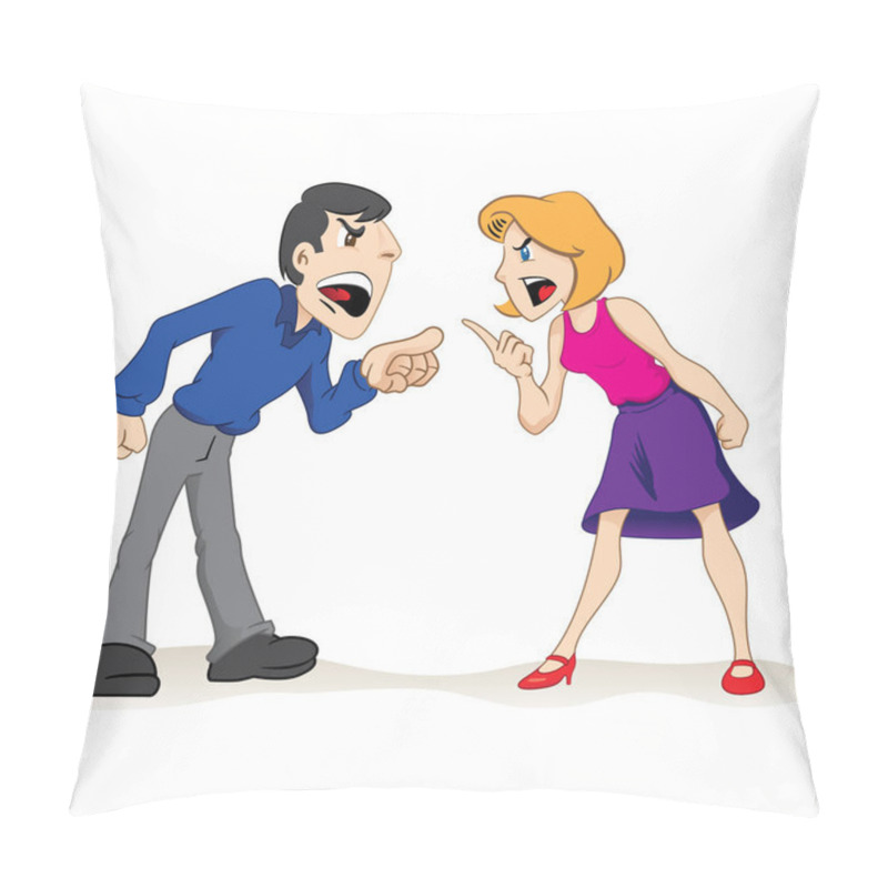 Personality  Illustration Two People Man And Woman Arguing, Couple Fighting. Ideal For Educational And Institutional Materials Pillow Covers