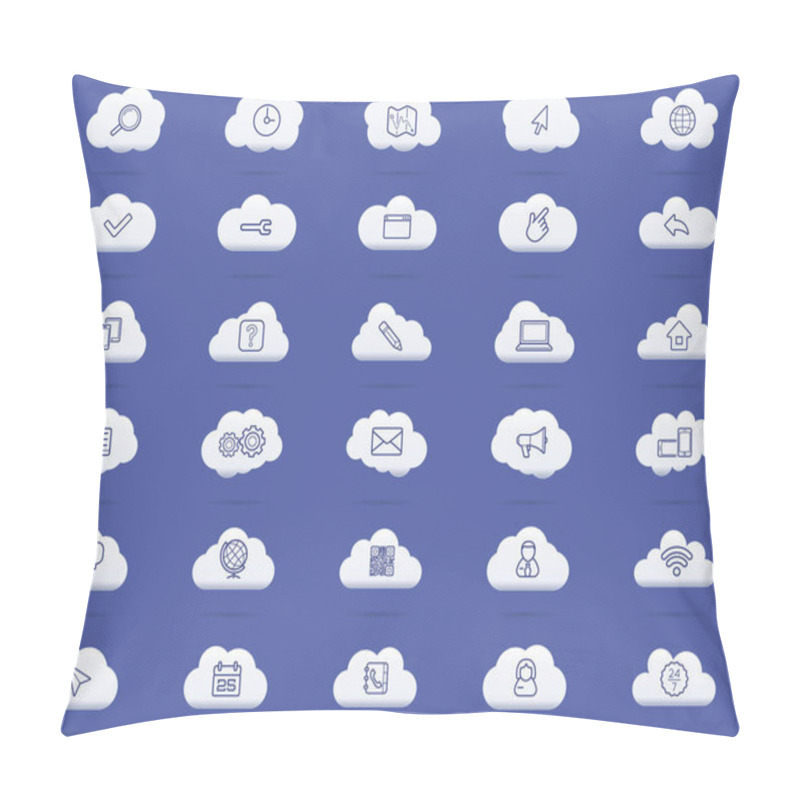 Personality  Cloud Computing Linear Icons Set Pillow Covers