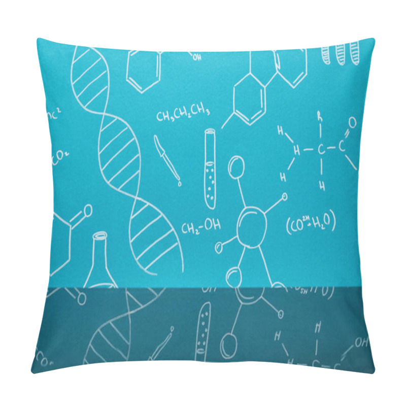 Personality  Blue Background With Molecular Structure Signs Pillow Covers