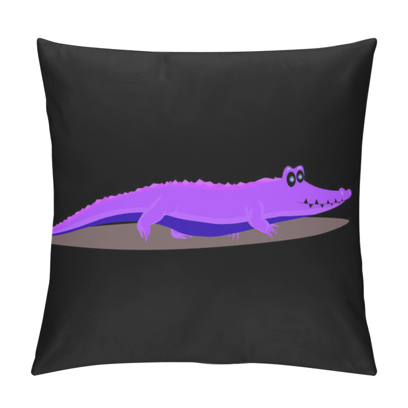 Personality  Green Crocodile With Spikes And Closed Mouth - Cartoon Vector Image Pillow Covers