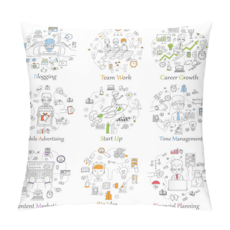 Personality  Web Banner Templates With Outline Icons Pillow Covers