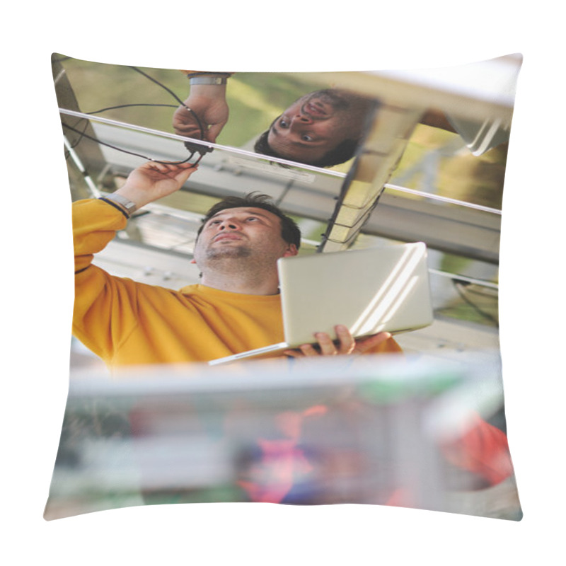 Personality  Young Expert Working At Solar Panels Pillow Covers