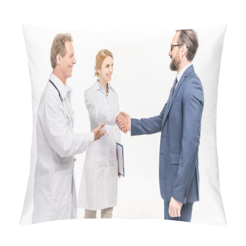 Personality  Smiling Businessman And Doctors  Pillow Covers