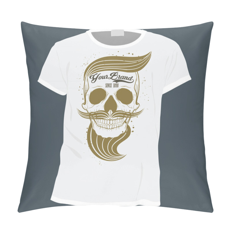 Personality  Hipster Skull, Skull T-shirt Design Template Pillow Covers