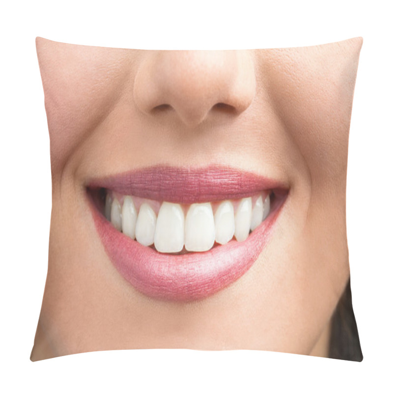 Personality  Extreme Close Up Of Female Smile. Pillow Covers