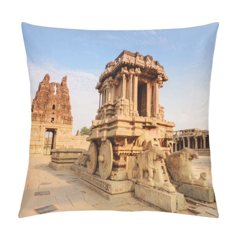 Personality  Stone Chariot In Hampi Vittala Temple At Sunset Pillow Covers