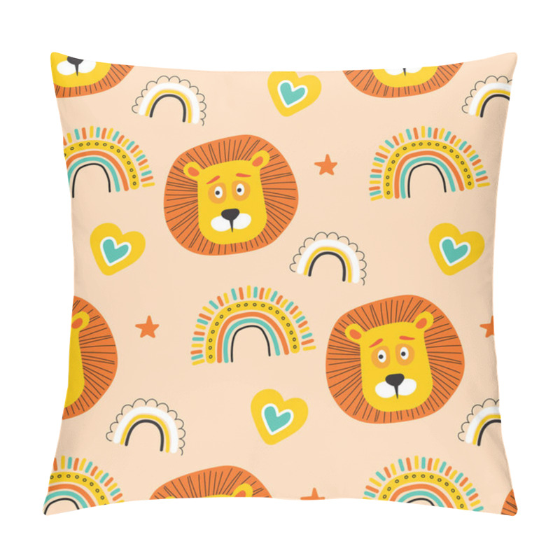 Personality  Lion Scandinavian Rainbow Pattern Kids Pillow Covers