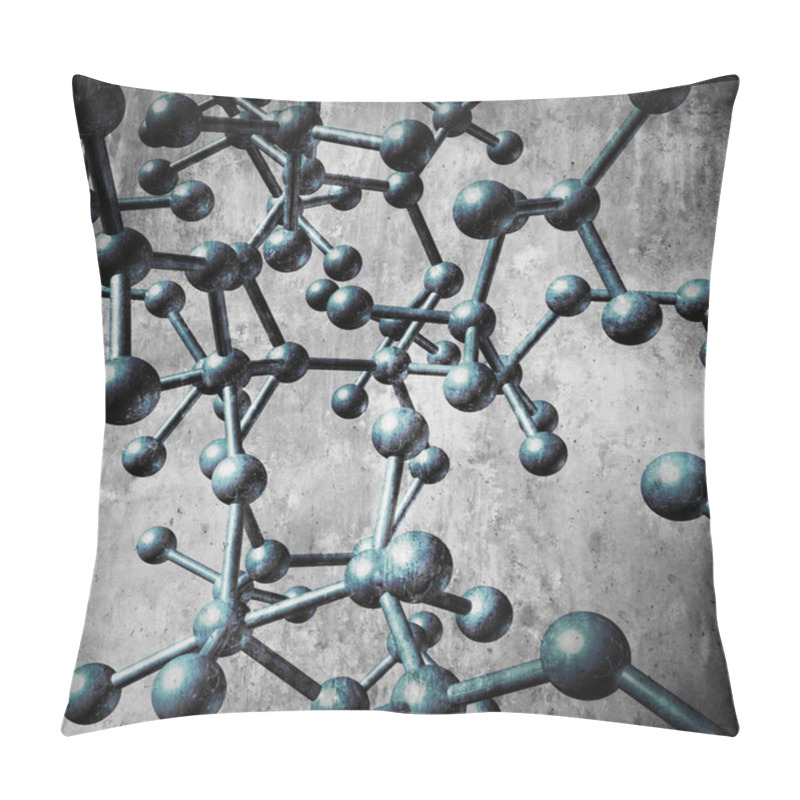 Personality  Molecule Icon Concept As A Group Of Three Dimensional Atoms In A Blue Background Connected Together By Chemical Bonds As A Molecular Science Symbol And Chemistry Icon3D Render. Pillow Covers