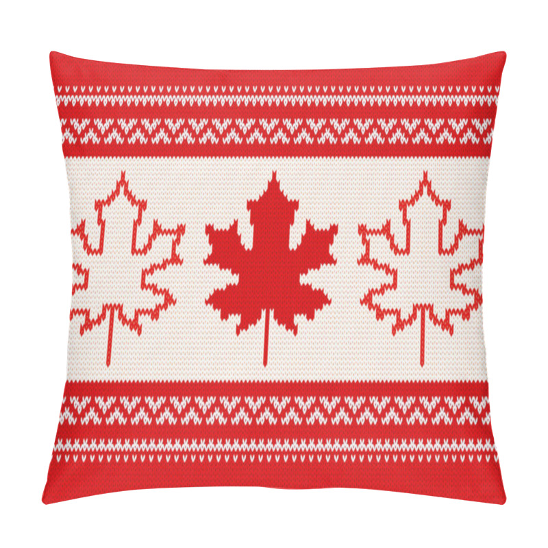 Personality  Seamless Knitting Pattern - Maple Leaves And Ornamental Stripes Pillow Covers