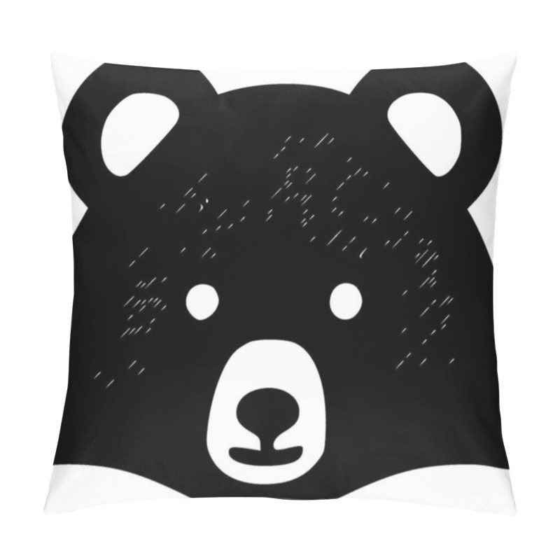 Personality  Bear - Black And White Isolated Icon - Vector Illustration Pillow Covers