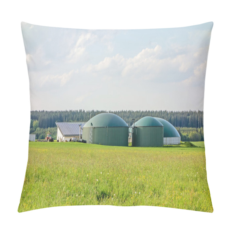 Personality  Biogas Plant On Green Meadow Pillow Covers