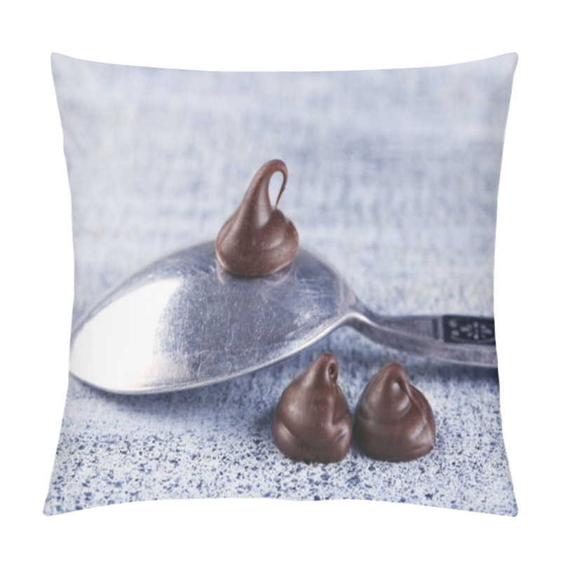 Personality  Chocolate Morsels On Gray Background Pillow Covers