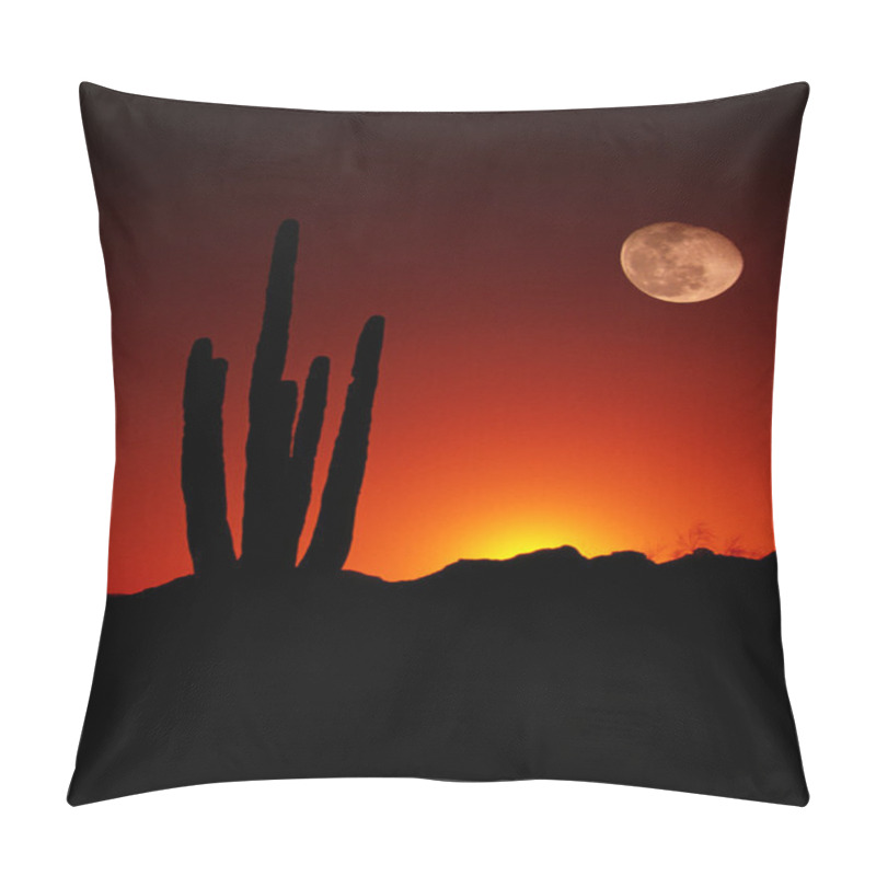 Personality  Vertical Desert Saguaro Cactus Full Moon Sunset American Southwest Pillow Covers