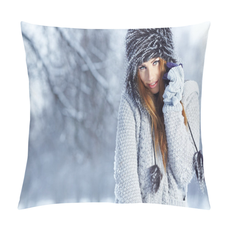 Personality  Beautiful Brunette Hair Girl I Winter Clothes Pillow Covers