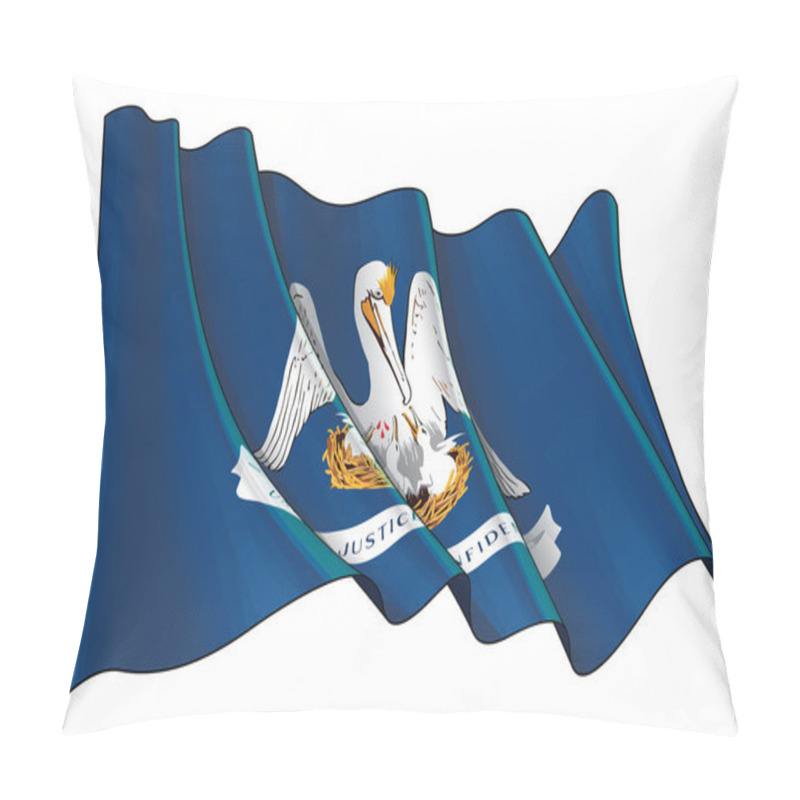 Personality  Vector Illustration Of A Waving Flag Of The State Of Louisiana.  All Elements Neatly On Well-defined Layers And Groups. Pillow Covers